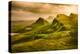 Scenic View of Quiraing Mountains Sunset with Dramatic Sky, Scotland-MartinM303-Premier Image Canvas