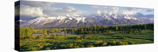 Scenic View of Snake River with Mountain Range in the Background, Snake River, Teton Range-null-Premier Image Canvas