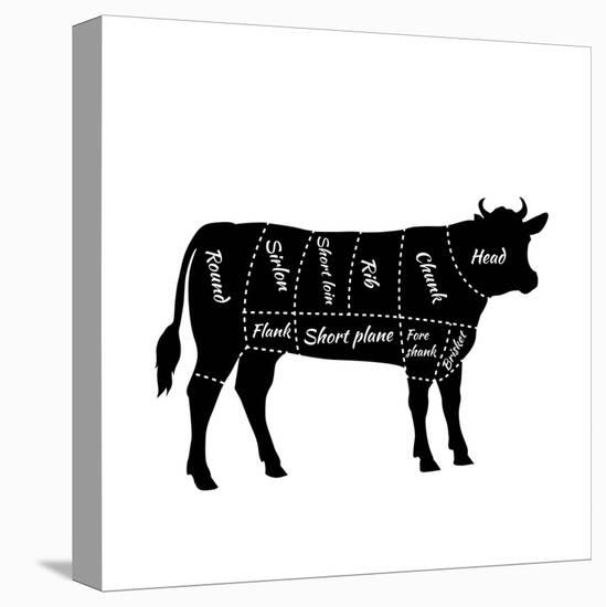 Scheme of Beef Cuts for Steak and Roast-robuart-Stretched Canvas