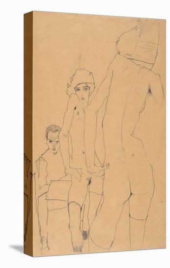 Schiele with Nude Model before the Mirror, 1910-Egon Schiele-Stretched Canvas