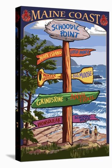 Schoodic Point, Maine - Sign Destinations-Lantern Press-Stretched Canvas