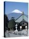 School Children and Temple, Mount Fuji, Honshu, Japan-null-Premier Image Canvas