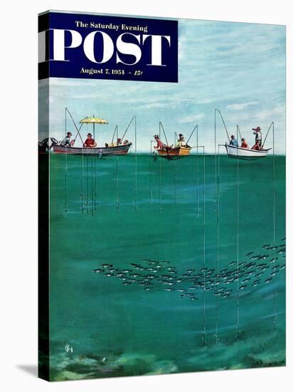 "School of Fish Among Lines" Saturday Evening Post Cover, August 7, 1954-Thornton Utz-Premier Image Canvas