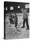 Schoolboys Playing Ice Hockey-null-Premier Image Canvas