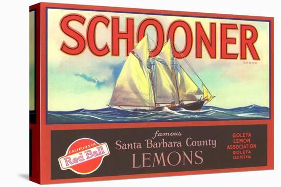 Schooner Lemon Label-null-Stretched Canvas