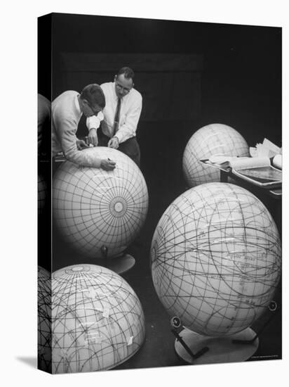 Scientists Studying Moon Phases on Models in Preparation For US Manned Flight to Moon-Fritz Goro-Premier Image Canvas