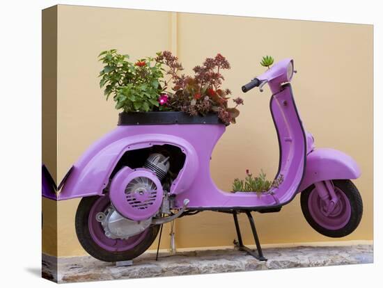 Scooter Flower Display, Symi Island, Dodecanese Islands, Greece-Peter Adams-Premier Image Canvas