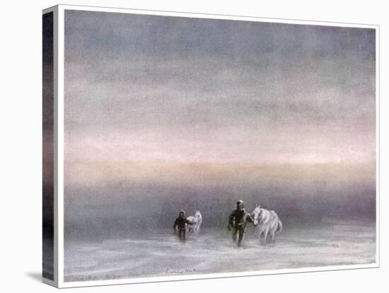 Scott Exercising the Ponies Through the Snow-Edward A. Wilson-Stretched Canvas