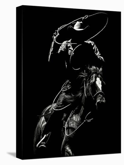 Scratchboard Rodeo VII-Julie Chapman-Stretched Canvas