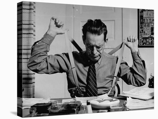 Screenwriter Jack Cunningham Snapping Suspenders as He Works on Harold Lloyd's New Film-Paul Dorsey-Premier Image Canvas