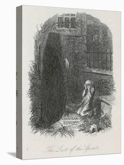 Scrooge is Shown His Tomb Stone by the Last Spirit-John Leech-Stretched Canvas