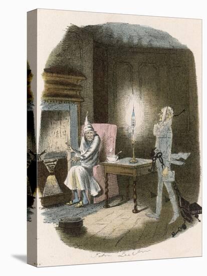 Scrooge Receives a Visit from the Ghost of Jacob Marley His Former Business Partner-John Leech-Premier Image Canvas