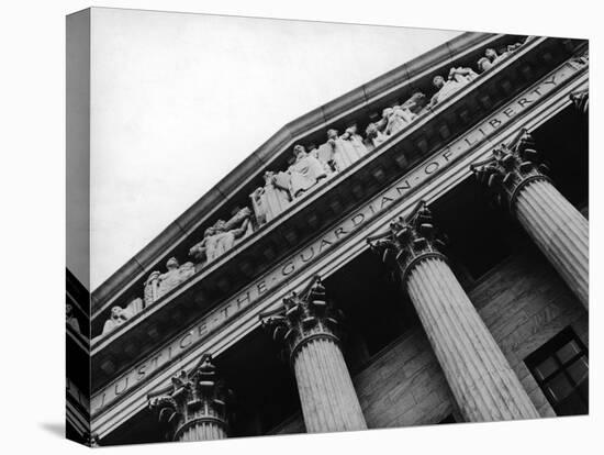Sculpted Frieze reads "Justice the Guardian of Liberty" at entrance of the Supreme Court Building-Margaret Bourke-White-Premier Image Canvas