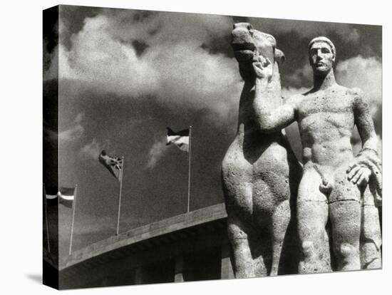 Sculpture of Athlete and Horse at the Stadium for the Olympic Games in Berlin, 1936-German photographer-Premier Image Canvas