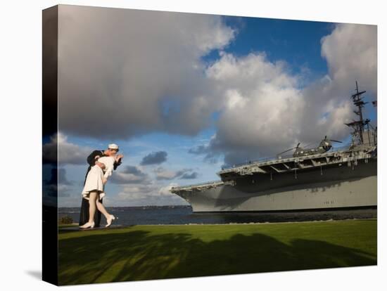 Sculpture Unconditional Surrender with USS Midway Aircraft Carrier, San Diego, California, USA-null-Premier Image Canvas