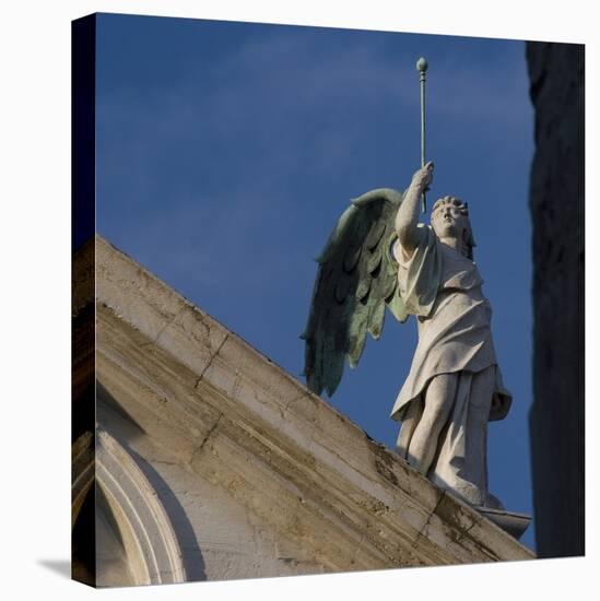 Scuola Grande Di San Fantin, Venice - Architectural Detail of Angel with Wings Above Pediment. 1600-Mike Burton-Premier Image Canvas