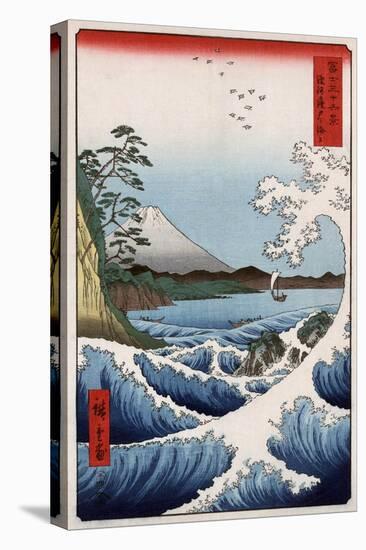 Sea at Satta in Suruga Province, Japanese Wood-Cut Print-Lantern Press-Stretched Canvas