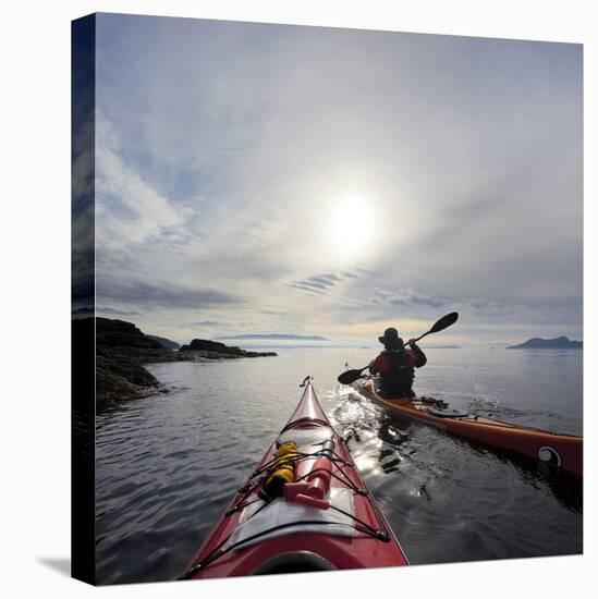 Sea Kayakers Paddle Along the Shore of Rosario Strait, San Juan Islands, Washington, USA-Gary Luhm-Premier Image Canvas