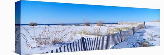 Sea Oats and Fence Along White Sand Beach at Santa Rosa Island Near Pensacola, Florida-null-Stretched Canvas