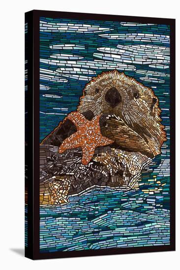 Sea Otter - Paper Mosaic-Lantern Press-Stretched Canvas