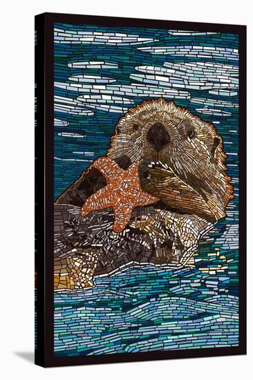 Sea Otter - Paper Mosaic-Lantern Press-Stretched Canvas
