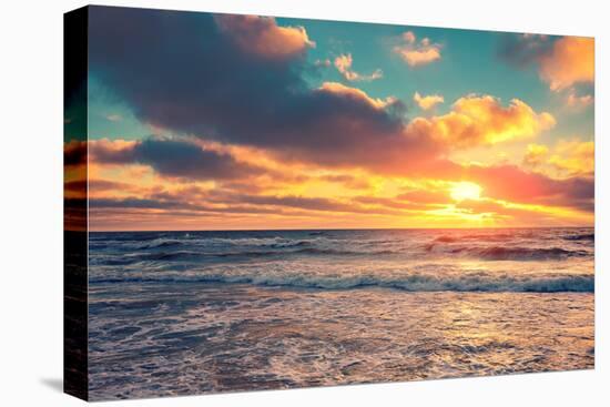 Sea Shore at Sunset with Cloudy Sky-vvvita-Premier Image Canvas