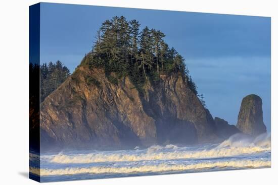 Sea stacks and waves at first light on Rialto Beach in Olympic National Park, Washington State, USA-Chuck Haney-Premier Image Canvas