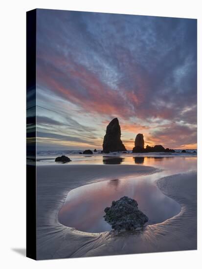 Sea Stacks at Sunset, Cannon Beach, Oregon, United States of America, North America-James Hager-Premier Image Canvas