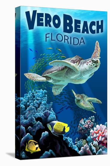 Sea Turtles - Vero Beach, Florida-Lantern Press-Stretched Canvas
