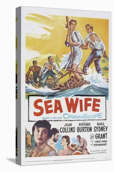 Sea Wife, Joan Collins, (Bottom Left), Richard Burton, (Second from Bottom Left), 1957-null-Stretched Canvas