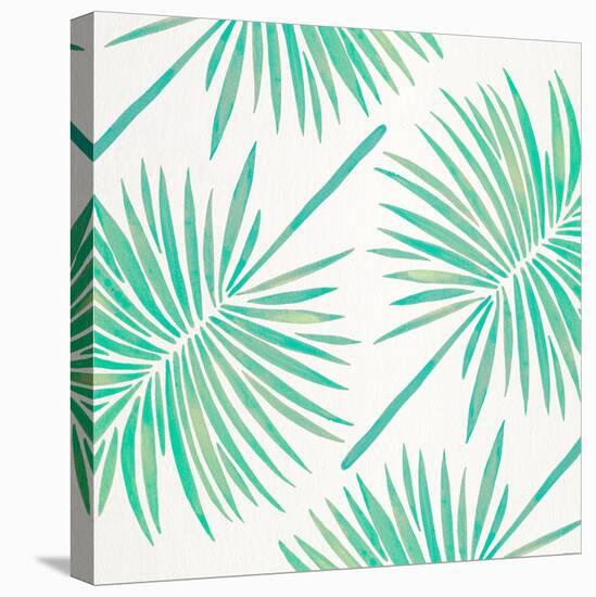 Seafoam Fan Palm Pattern-Cat Coquillette-Stretched Canvas