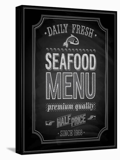 Seafood Poster Chalkboard-avean-Stretched Canvas