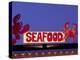 Seafood Sign at Night, Cape Breton, Nova Scotia, Canada-Walter Bibikow-Premier Image Canvas