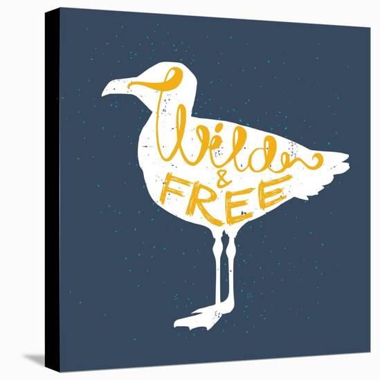 Seagull Silhouette and Lettering-TashaNatasha-Stretched Canvas