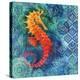 Seahorse Batik Sq-Paul Brent-Stretched Canvas