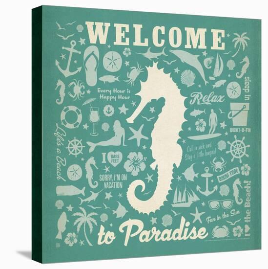 Seahorse Pattern Square-Anderson Design Group-Stretched Canvas