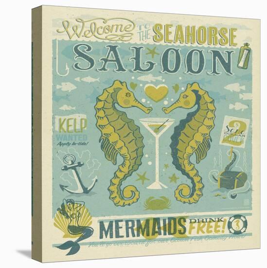 Seahorse Saloon Square-Anderson Design Group-Stretched Canvas