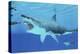 Seals Race to Get Away from a Giant Megalodon Shark-null-Stretched Canvas