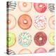 Seamless Background of Watercolor Colorful Donuts Glazed.-Nikiparonak-Stretched Canvas