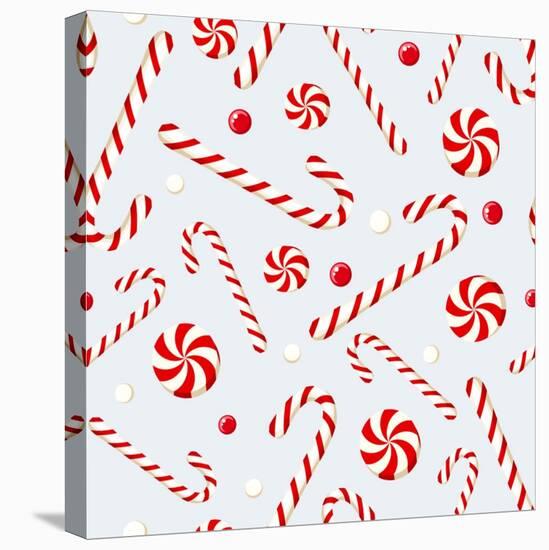 Seamless Background with Christmas Candies. Vector Illustration.-Naddya-Stretched Canvas