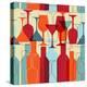 Seamless Background with Wine Bottles and Glasses. Bright Colors Wine Pattern for Web, Poster, Text-mcherevan-Stretched Canvas