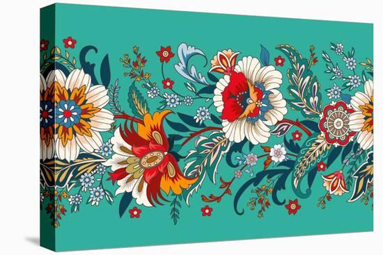 Seamless Border with Decorative Flowers-Maria Rytova-Premier Image Canvas