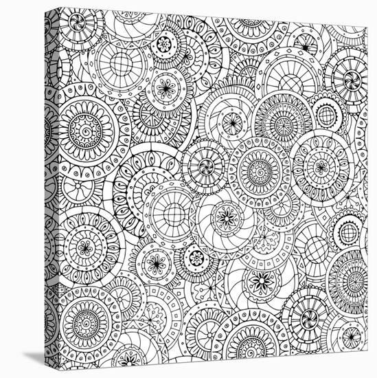 Seamless Floral Doddle Pattern and Cucumbers-null-Stretched Canvas