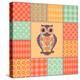 Seamless Patchwork Owl Pattern 4-nad_o-Stretched Canvas