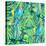 Seamless Pattern Element of Two Ara Parrots and Leaves of Monstera-NadiiaZ-Stretched Canvas