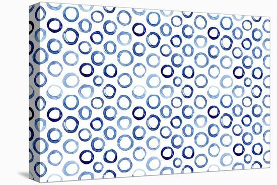 Seamless Pattern of Watercolor Blue Circles in Polka Dot Style-Katerina Izotova Art Lab-Stretched Canvas