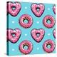 Seamless Pattern. Pink Heart Donuts on a Blue Background. Textile Composition, Hand Drawn Style Pri-null-Stretched Canvas