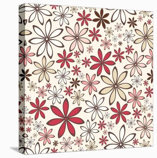 Seamless Pattern with Abstract Flowers. Vector Illustration.-Naddiya-Stretched Canvas