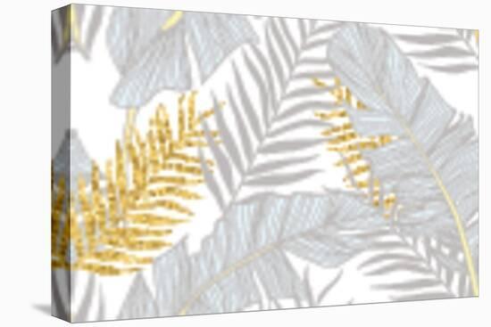 Seamless Pattern with Banana and Golden Palm Leaves in Vector-julia_blnk-Stretched Canvas