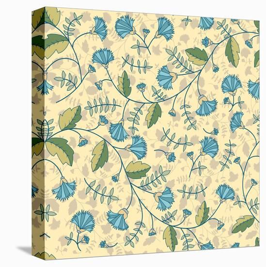 Seamless Pattern with Cornflowers Flowers-Little_cuckoo-Stretched Canvas